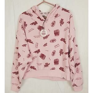New Dr Pepper pink all over print hoodie Size Medium Comfycore Novelty Fangear